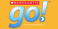 Scholastic Go Logo on orange background 